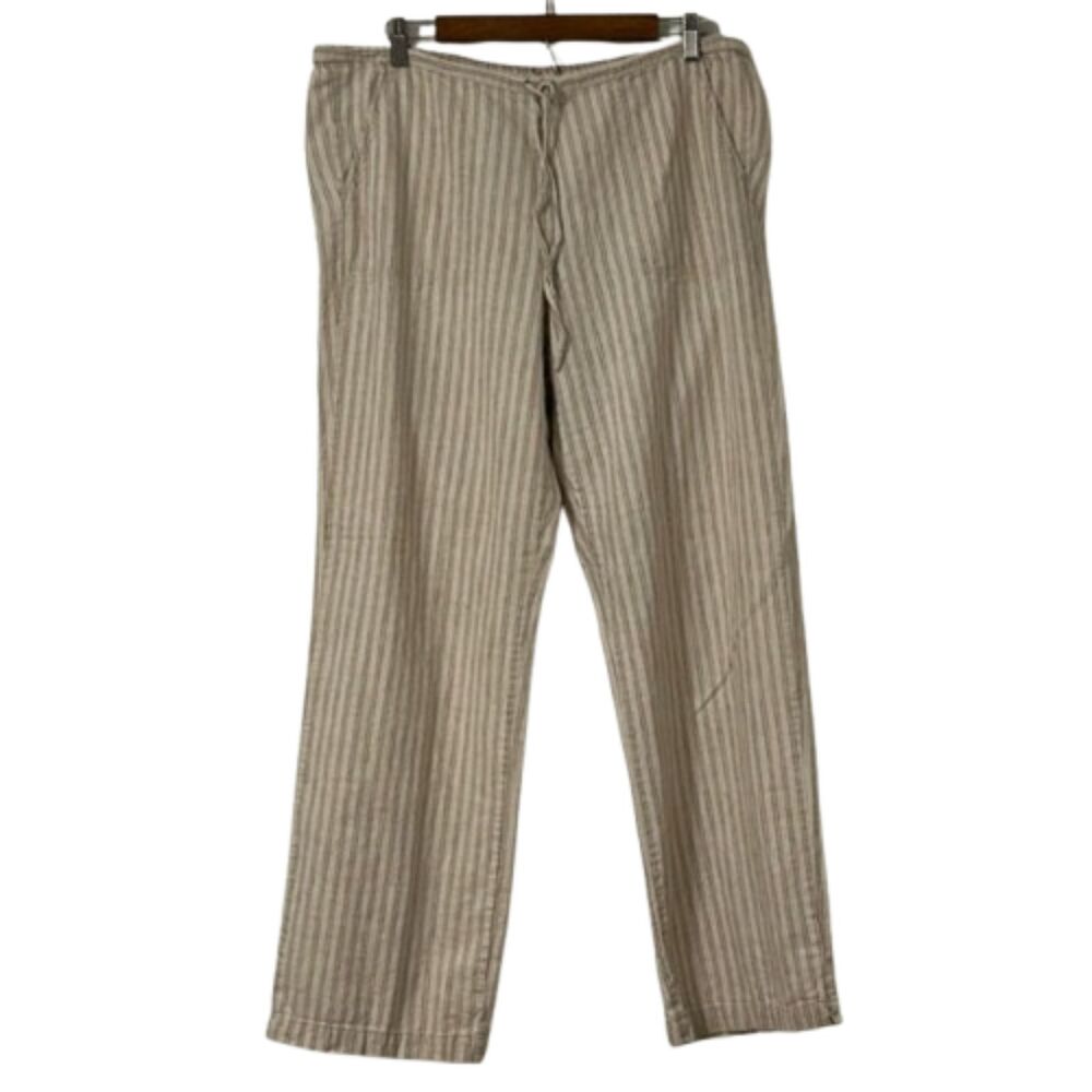 Cabelas Linen Pants Womens 12 Beachy Wide Leg Draw String Coastal Vacation Beach